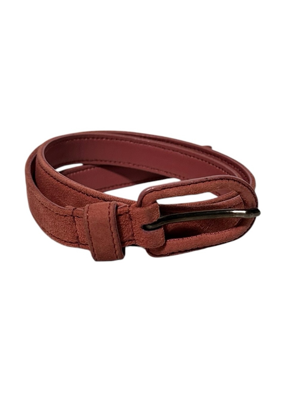Prada  Suede Skinny Belt in Rust 26 2